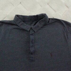 All Saints Brace Polo Shirt Mens Large Gray Formal Preppy Casual